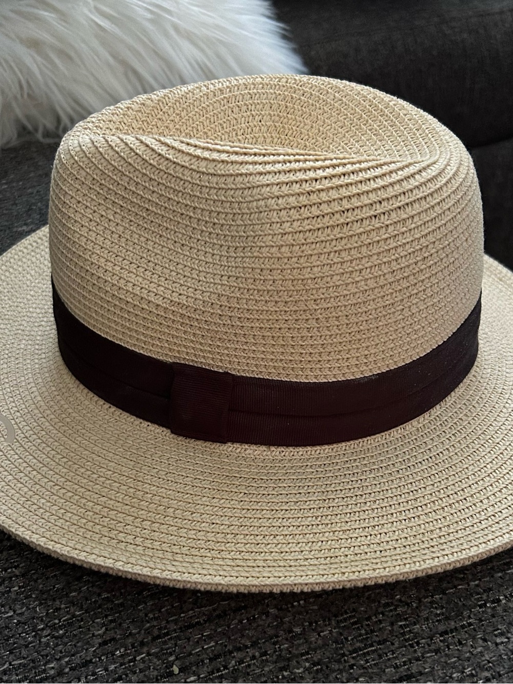 Classic Solar Eclipse Straw Fedora Hat with black Band